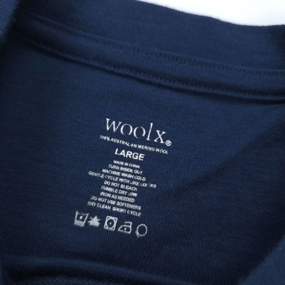 WOOLX Merino Wool Cold Weather Base Layer Long Sleeve Top Navy Gorpcore Outdoor - Picture 2 of 8